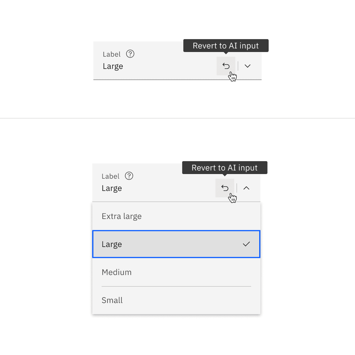 Fluid dropdown AI revert example